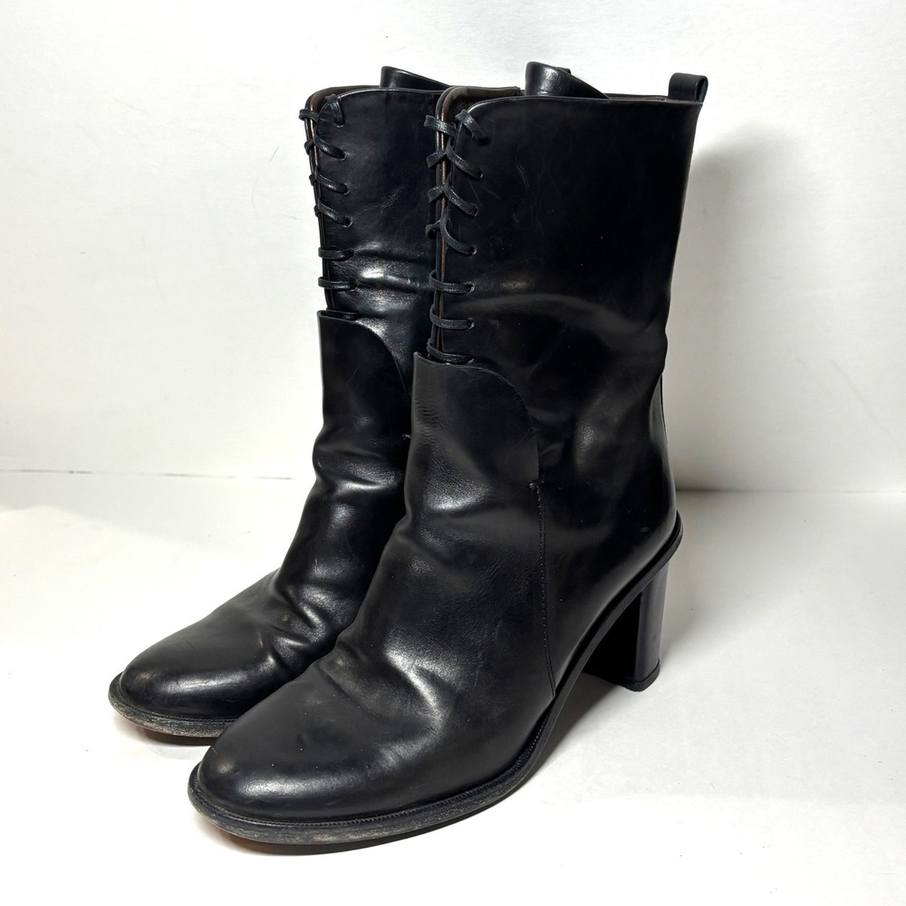 AGL Attilio Giusti Leombruni Leather Boots Womens 37.5 Black Italian Goth Grunge